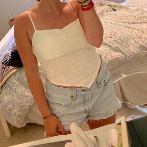 White linen crop top from a boutique